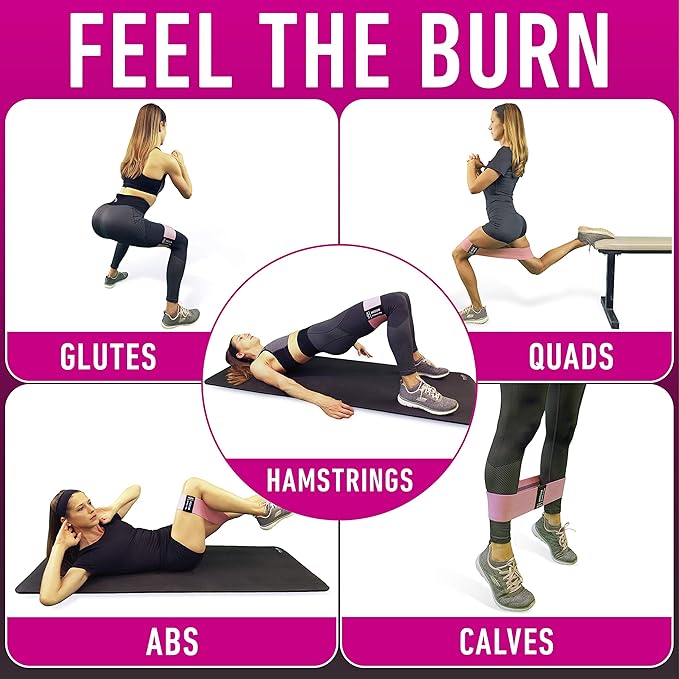 Resistance Bands for Working Out with Workout Bands Guide. 4 Booty Bands for Women Men Fabric Elastic Bands for Exercise Bands Resistance Bands for Legs Bands for Working Out Hip Thigh Glute Bands Set-FlexoryFit