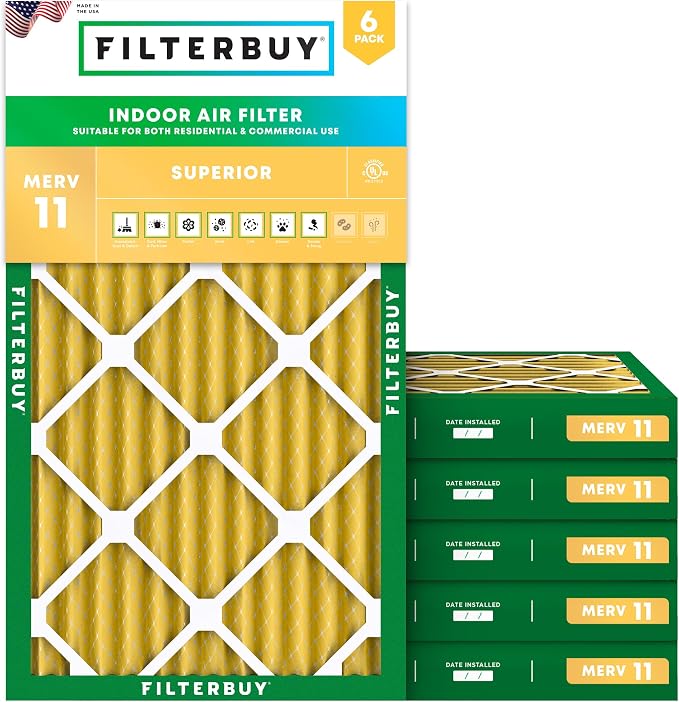 Filterbuy 14x25x2 Air Filter MERV 11 Superior Pet & Allergy Defense, by Filterbuy