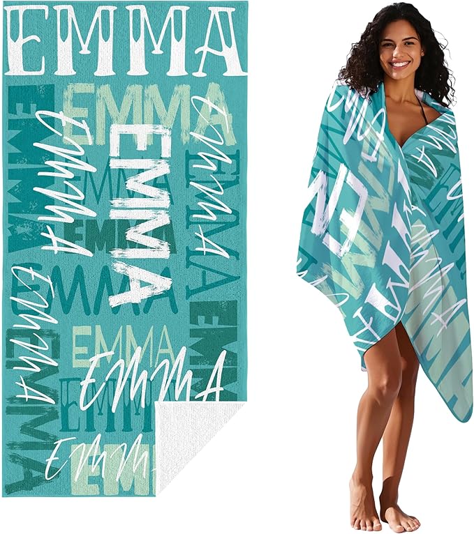 JML Personalized Beach Towel with Name, Custom Beach Towel with Name, Customized Microfiber Pool Towel, Quick Dry & Absorbent Swim Towel for Adult,Anniversary, Birthday, Summer Holiday,Vacation-FlexoryFit
