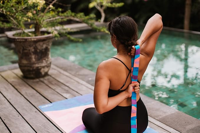 yogadesignlab YOGA DESIGN LAB | The Yoga Strap | Luxurious, Extra Long, Super Soft, Eco Printed | Studio Quality, Adjustable | Safely Stretch Further and Hold Longer | 8 ft Long-FlexoryFit