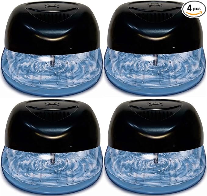 Bluonics 4-Pack Fresh Aire Water Based Revitalizer. Black Color with 7 LED Color Changing Lights White Noise Machine Use Essential Oils and Fragrances