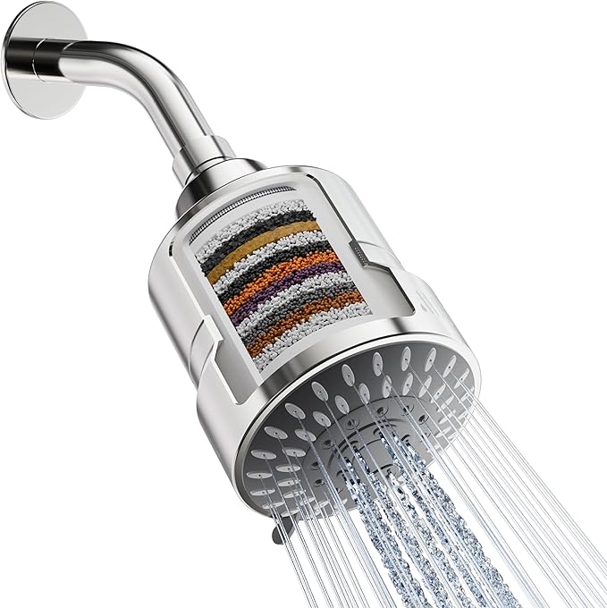 Mist Filtered Shower Head Filter for Hard Water with 5-mode High Pressure Water, Revitalizing 15 Stage Filtration Shower Water Softener Shower Head