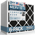 BNX TruFilter 18x20x1 MERV 12 Odor Defense (6-Pack) AC Furnace Air Filter with Activated Carbon - MADE IN USA - Pleated Air Conditioner HVAC AC Furnace Filters - Removes Odor, Mold, Bacteria, Smoke