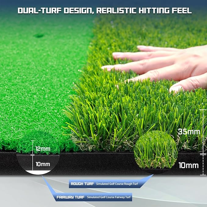 Upgrade Multi-Function Golf Hitting Mat – MyVoice 5x4ft Thickened Mat with Interchangeable Turf, Durable Non-Slip Base for Indoor & Outdoor Practice, Ideal for Golfers of All Levels