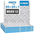 Aerostar 20x20x1 MERV 13 - 6 Count - Pleated HVAC, Furnace & Air Conditioner Filters - Removes Bacteria, Dust, Cold & Flu Germs, Lint, Mold, Pet Dander, Allergy-Causing Pollen, Smog, Smoke & Viruses