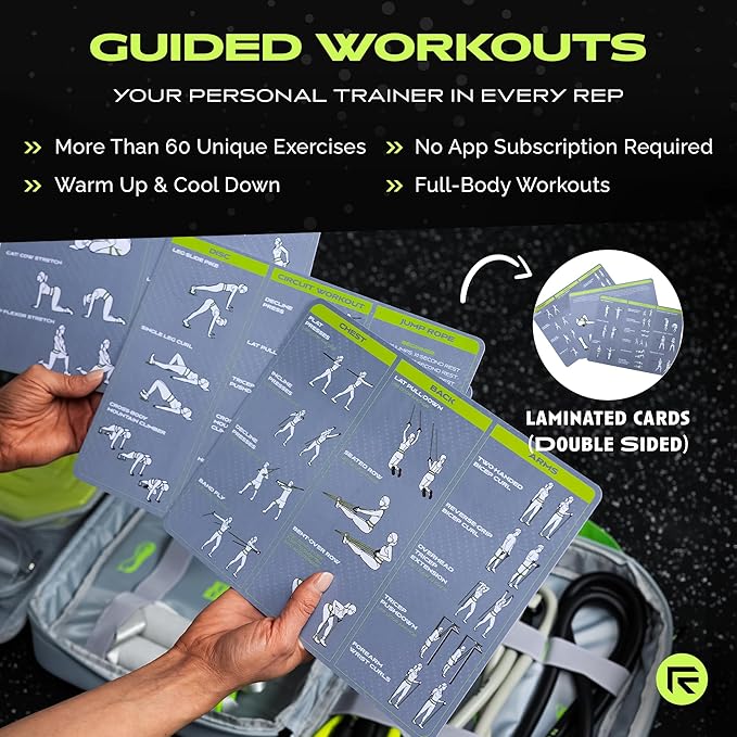 Ex Kit Home Gym Equipment with Carry Bag - 10Pcs Resistance Bands Kit with Handles, Door Anchor, Jump Rope, Booty Bands & More – Full Body Workout Bands Set for Strength, Cardio & Flexibility-FlexoryFit