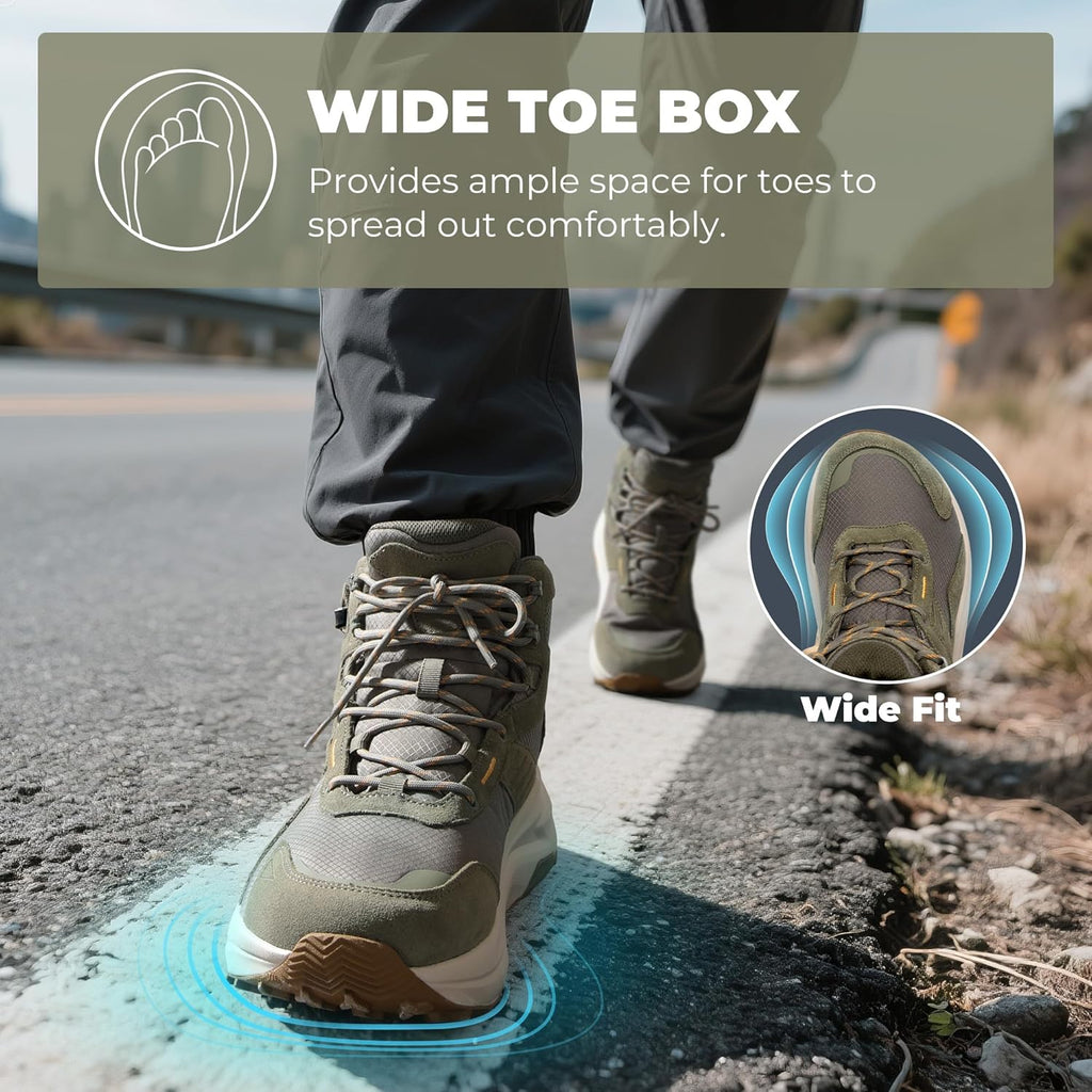 NORTIV 8 Men's Wide Toe Box Hiking Boots Low Drop Waterproof Outdoor Trekking Camping Shoes for Plantar Fasciitis Bunion Katahdin