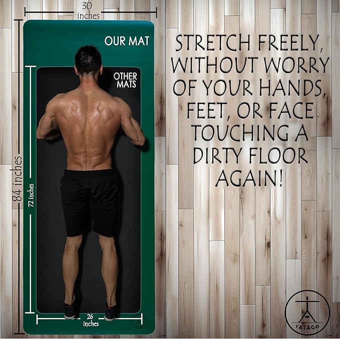 Tatago Hot Yoga Mat Non Slip-Professional Grade Natural Rubber Yoga Mat, Pliates Mat, Stretching Mat or exercise mats for home workout. Nonslip for Hot and Sweaty Classes. Includes Yoga Strap for Carrying and Stretching too.-FlexoryFit