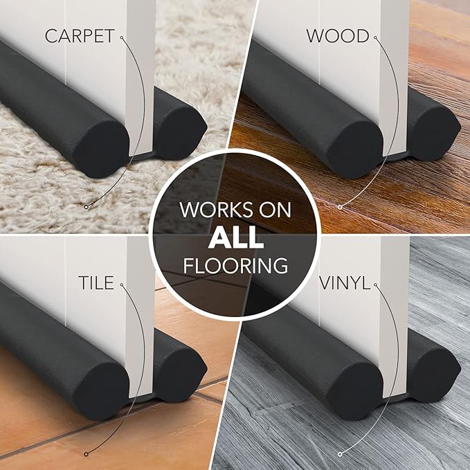 Everlasting Comfort Door Draft Stopper for Bottom of Door - Quick Install, Soundproofing, 2" Thick Foam Door Sweep for bottom of door, Blocks Cold Air & Noise, Fits 30"-36" W, Under Door Draft Stopper
