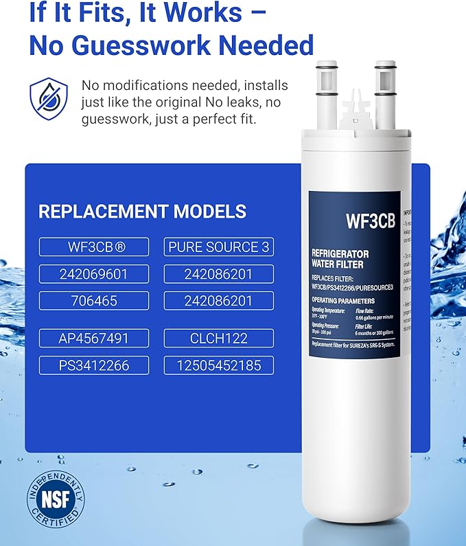 Compatible with Frigidaire WF3CB, PureSource 3, 706465, 242086201, 242086203, 242294501, 242069601, AP4567491, PS3412266, WF425, 2 PACK