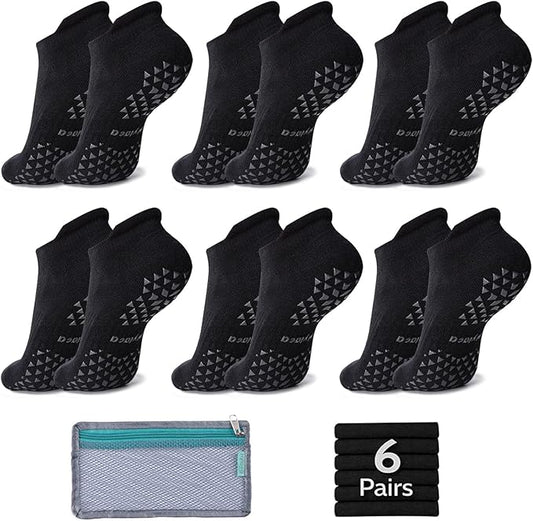 Hylaea Unisex Non Slip Socks with Grip for Yoga, Hospital, Pilates, Barre | Ankle, Cushioned-FlexoryFit