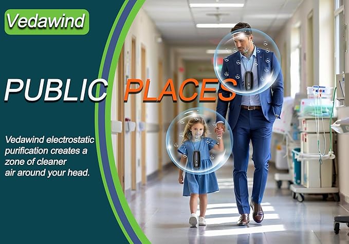 Portable Air Purifier-Wearable Personal Ionizer Necklace,Mini Size, High Gear Ions Generator,Wearable for Travel, Airplane, Office, Outdoor Use, Home Black