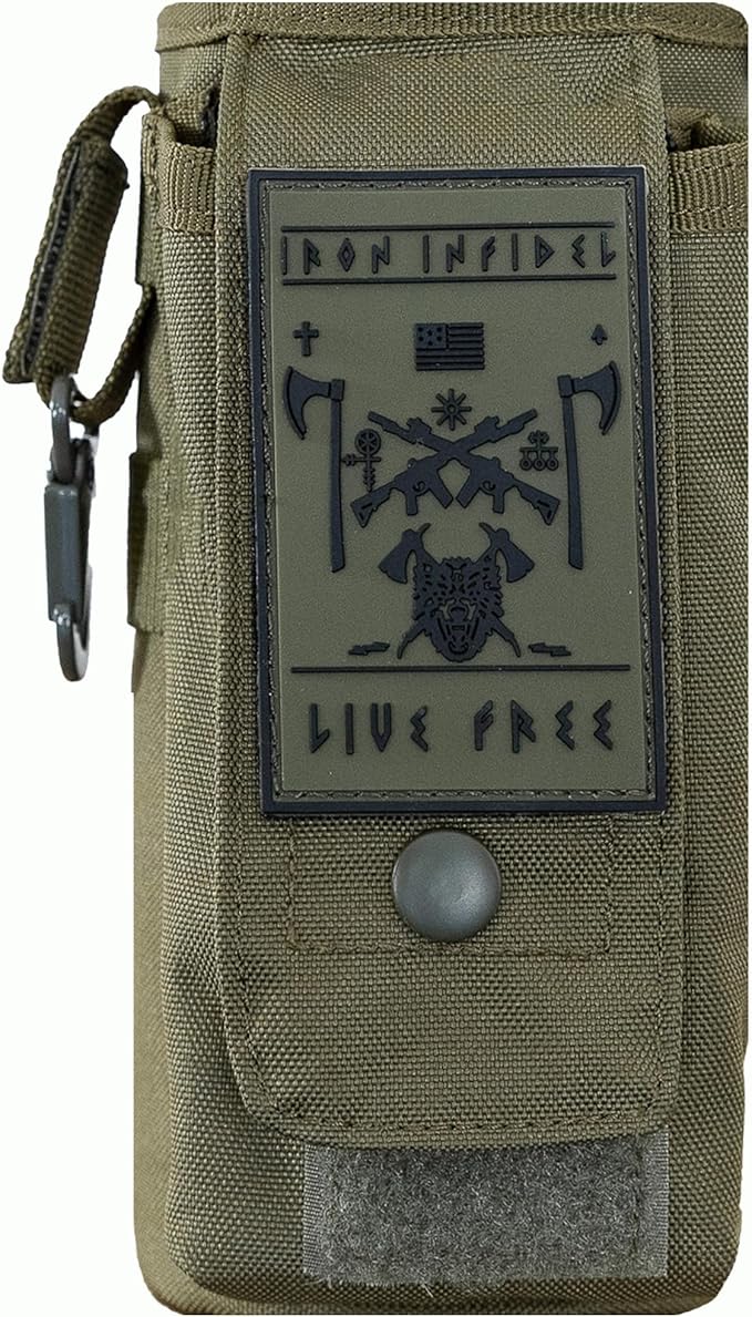 Iron InfideI Battle Bottle Sleeve - 64 oz and 32 oz Water Bottle Sleeve Only for Half Gallon 1L Steel Water Bottle | Rugged Cover with Molle for Versatile Design with Storage for Phone, Wallet & Keys-FlexoryFit