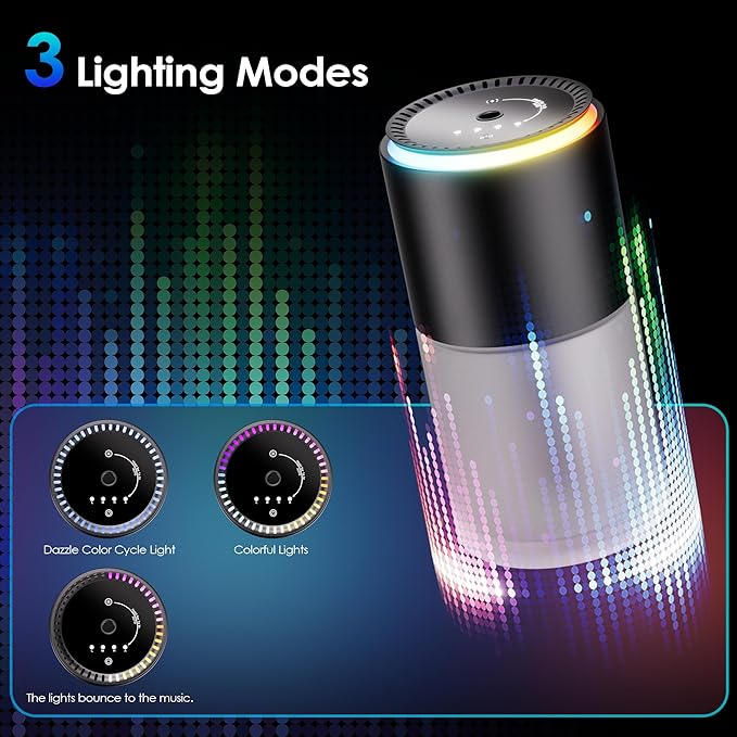 Car Air Freshener,Smart Car Air Freshener, Car Diffuser with 150 ML (5oz) Capacity Multi-fragrance,RGB Music Syncing Light, Auto On/Off (Lavender)
