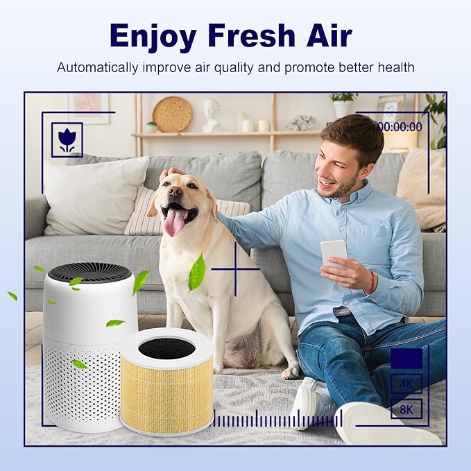 Core Mini Pet Care Replacement Filter for LEVOIT Core Mini and Core Mini-P Air Purifier, 3-in-1 H13 True HEPA High-Efficiency Activated Carbon, Core Mini-RF-PA, 3 Filter & 10 Fragrance Sponge, Yellow