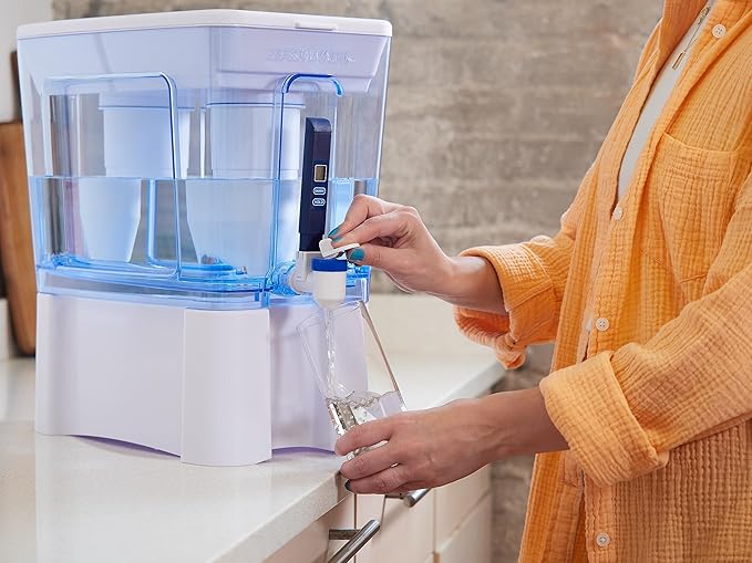 ZeroWater 52-Cup Ready-Read 5-Stage Water Filter Pitcher Dispenser with 5-Stage 0 TDS Zero Water Filter – IAPMO Certified to Reduce Metals, Chlorine, Lead, Chromium, and Forever Chemicals PFOA/PFOS