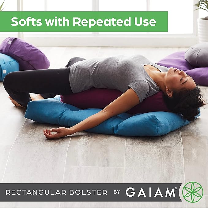 Gaiam Yoga Bolster - Long, Rectangular Meditation Pillow - Supportive Cushion for Restorative Yoga and Sitting on the Floor - Built-In Carrying Handle - Machine Washable Cover'-FlexoryFit
