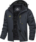 MAGCOMSEN Men's Winter Coats Water Resistant Ski Snow Jacket Warm Fleece Jacket Parka Raincoats With Multi-Pockets