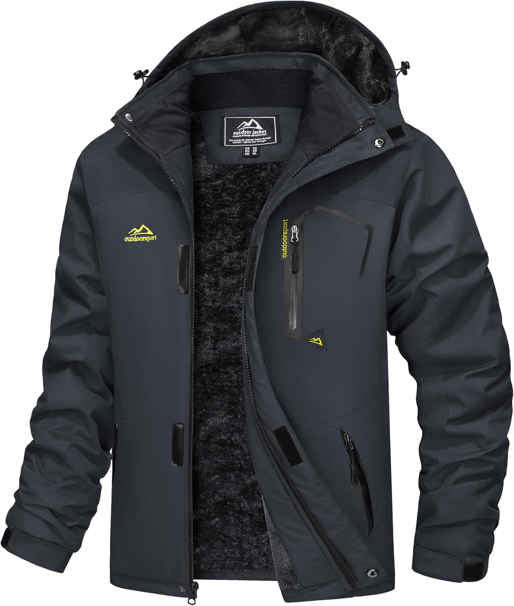 MAGCOMSEN Men's Winter Coats Water Resistant Ski Snow Jacket Warm Fleece Jacket Parka Raincoats With Multi-Pockets