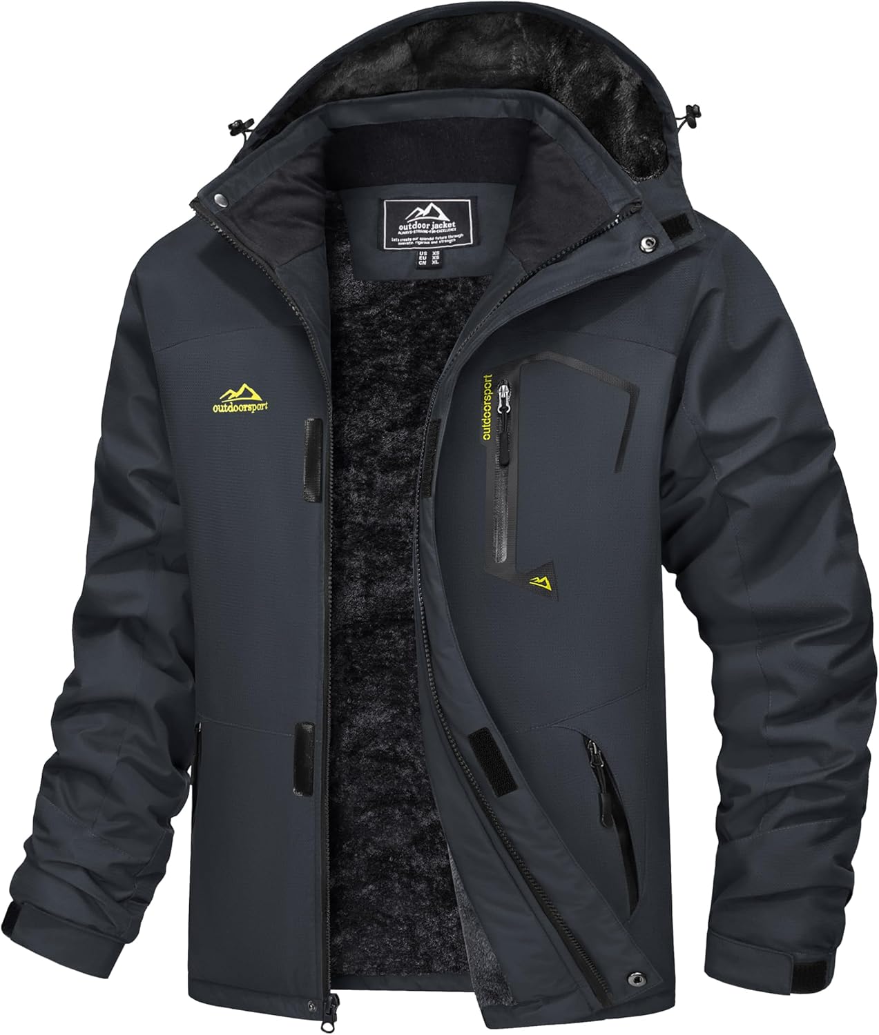 MAGCOMSEN Men's Winter Coats Water Resistant Ski Snow Jacket Warm Fleece Jacket Parka Raincoats With Multi-Pockets