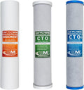 Applied Membranes Inc. 3-Stage Whole-House Water Filter Cartridge Replacements, 20-Inch Carbon and Sediment Filter Cartridges