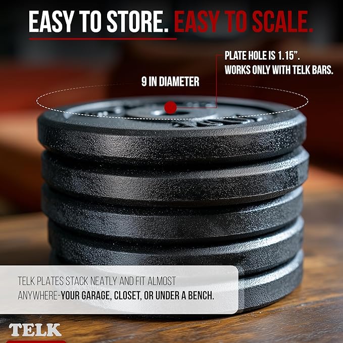 TELK – Adjustable Dumbbell Set – Home Gym Weight Set with Baked Enamel Cast Iron Plates – Space-Saving Free Weights for Strength Training-FlexoryFit