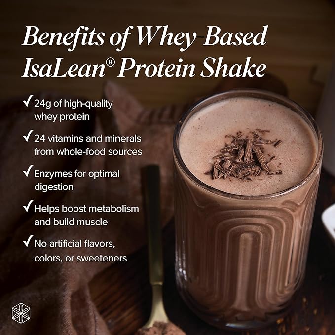 IsaLean Protein Shake Complete Superfood Meal Replacement Shake for Maintaining Healthy Weight and Lean Muscle Growth with 24 Vitamins and Minerals-29.6 oz - 14 Meal Canister Creamy Dutch Chocolate-FlexoryFit