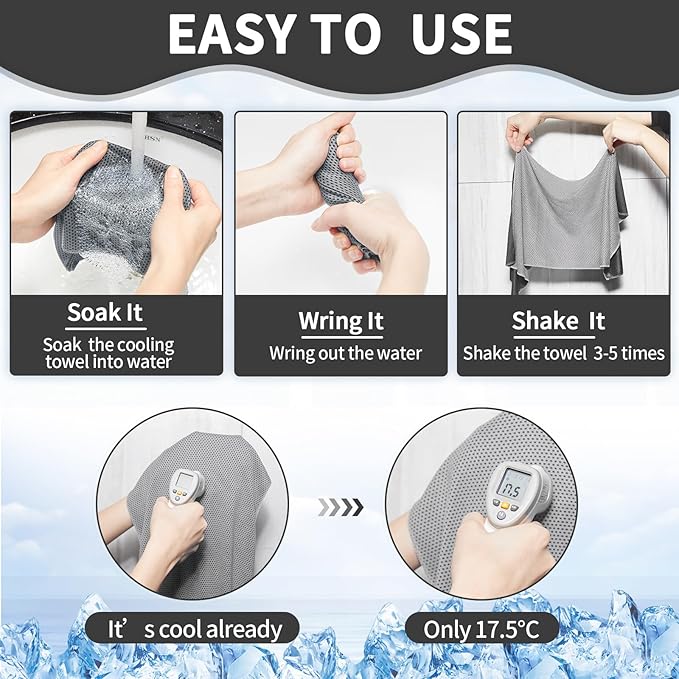 Honoson Cooling Towel Bulk - Neck & Face Cool Chilly Towels Microfiber Breathable Sport Sweat Rag for Gym, Yoga, Travel, Camping, Running, Outdoor-FlexoryFit