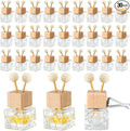 Zubebe 30 Pack Car Air Freshener Diffuser with Vent Clip Empty Car Diffuser Bottles for Essential Oil Perfume Glass Bottle with Wooden Caps Stick(Classic)