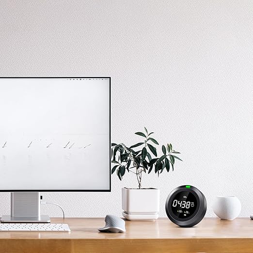 Indoor Air Quality Monitor Test CO2, Temperature & Humidity, Easy Calibration Carbon Dioxide Monitor, CO2 Meter with Real-Time Readings for School, Homes, car, Travel