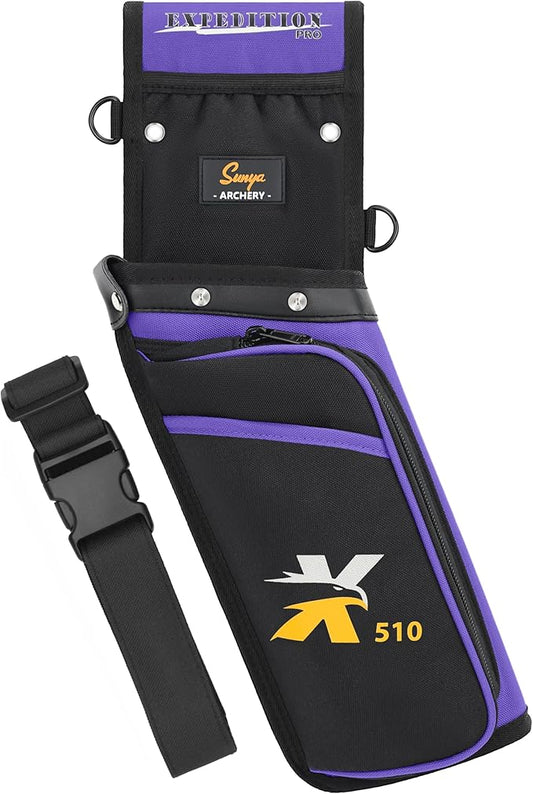 SUNYA X510 Field & Competition Hip Arrow Quiver | 3-Slot Noise-Free Archery Quiver with Sturdy Storage System (42x18cm)