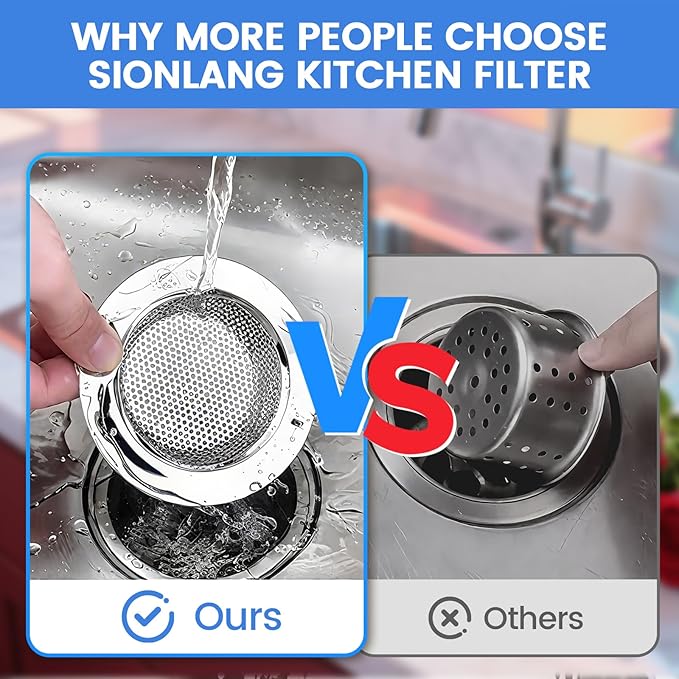 Sink Drain Strainer, Stainless Steel Kitchen Sink Drain Strainer, Dishwasher Safe, Sink Strainer Outer Diameter 4.4 Inch/11.2cm, Inner Diameter 3 Inch/7.6cm, Set of 3 Kitchen Sink Strainer
