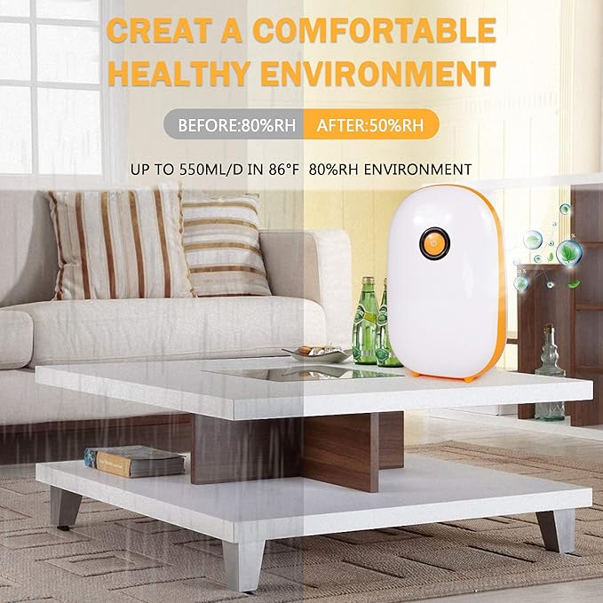 Dehumidifier for Home Basement, 430 Sq.ft Small Portable Quiet Dehumidifier with Auto Shut-off,1100ml Water Tank for Bedroom Bathroom Closet RV