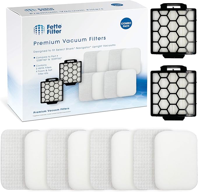 Fette Filter - Filters for Shark Navigator Zero-M Self-Cleaning Brushroll Pet Pro Upright Vacuum ZU60 ZU62 ZU62C ZU51 NV150 NV251 NV255, Replacement Parts Parts #1238FT60 &1239FT60