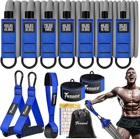 Heavy Resistance Bands for Working Out, 350lbs/450lbs Exercise Bands with Handles, Workout Bands Set for Men, Fitness Weight Bands for Muscle Strength Training, Stretching, Slim, Home Gym Equipment-FlexoryFit