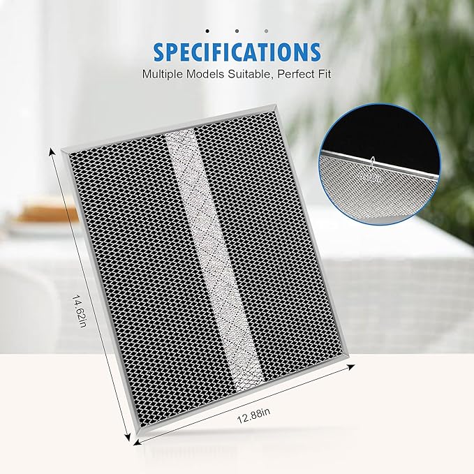 4 Pack S97020466 (HPF30) Range Hood Filter Replacement Compatible with Broan Non-Ducted Range Hood, HPF30 Charcoal Filter, 14.62" x 12.88" x 0.18"