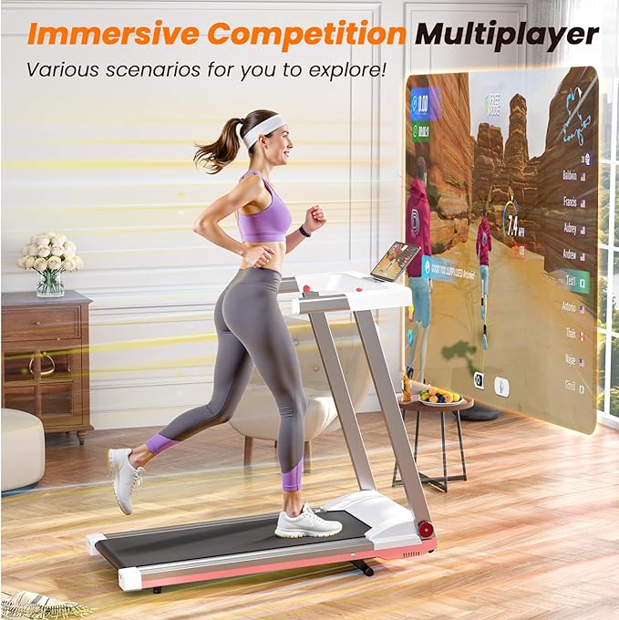 Treadmills for Home, 4-in-1 Foldable Treadmill with Incline, 300 LBS Capacity Running Treadmills for Home Small Spaces with Handles, 3.0 HP Folding Treadmill with Smart APP-FlexoryFit