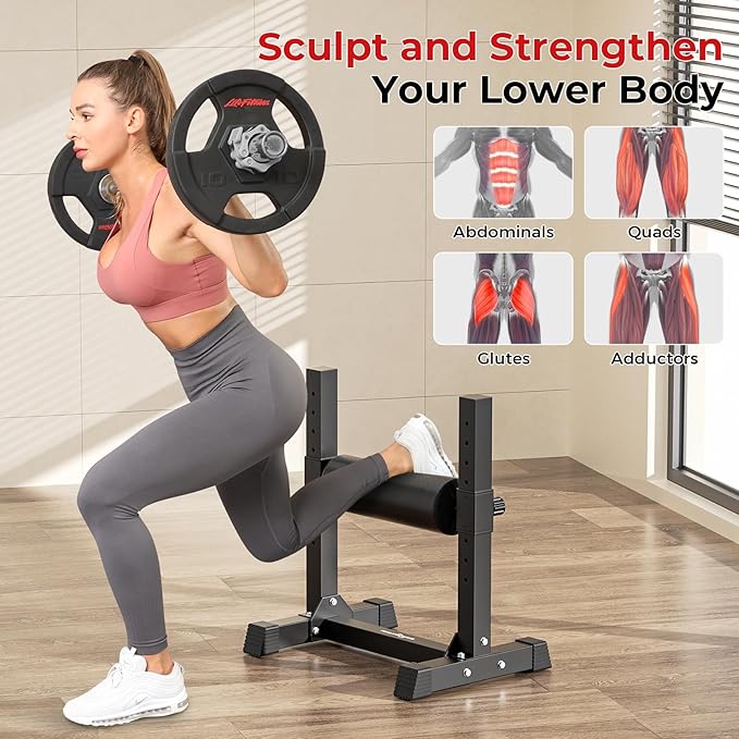BODYRHYTHM Bulgarian Split Squat Stand, Single Leg Squat Roller Stand with 9 Adjustable Roller Heights for Squats, Leg Lunges, Lower Body Training.-FlexoryFit