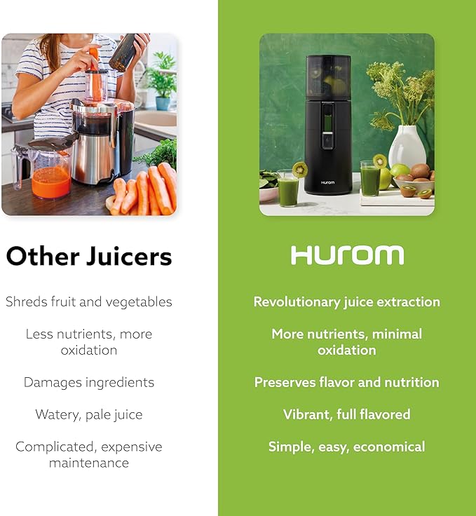 Hurom H400 Cold Press Juicer Machine, Award Winning Masticating Slow Juicer, Easy to Clean, Strainer & Hands Free with Self Feeding, Wide Mouth Hopper, Easy Assembly (Two-Tone Beige)-FlexoryFit