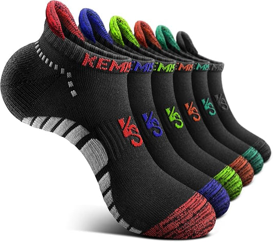 KEMISANT Men Running Socks,Active Ankle Socks No show Cushioned Footbed Arch Support-FlexoryFit