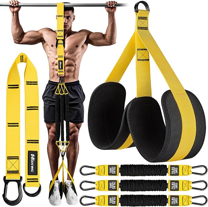 Pull Up Assistance Bands, Adjustable Heavy Duty Resistance Band for Pull Up, 3 Pull Up Bands, Comfortable Fabric Feet/Knee Rest, Assistance Bands for Pull-Up, Home Fitness, Body Stretching-FlexoryFit