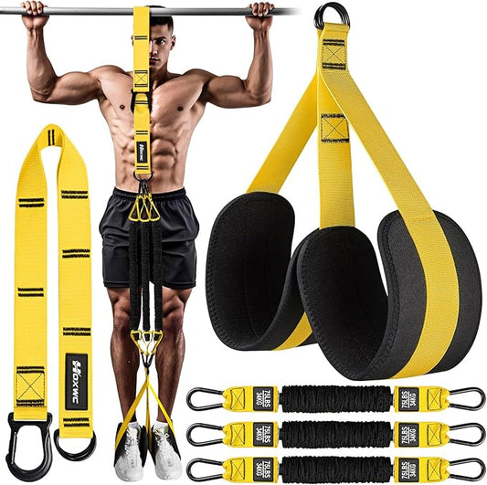 Pull Up Assistance Bands, Adjustable Heavy Duty Resistance Band for Pull Up, 3 Pull Up Bands, Comfortable Fabric Feet/Knee Rest, Assistance Bands for Pull-Up, Home Fitness, Body Stretching-FlexoryFit