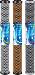 ICEPURE 20" x 2.5" Whole House Water Filter Replacement Combo Kit, Activated Carbon Block, KDF Filter Cartridge and Upgraded Activated Carbon Lead Remove Filter for 3-Stage Water Filter System