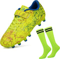 brooman Kids Firm Ground Soccer Cleats Boys Girls Football Cleats with Soccer Socks