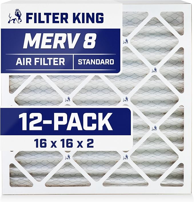 Filter King 16x16x2 Air Filter | 12-PACK | MERV 8 HVAC Pleated A/C Furnace by FilterKing