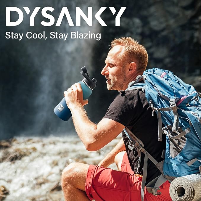 Insulated Water Bottle | Thickened Stainless Steel Vacuum Metal | Portable Sports Water Jug for Gym and Hiking with Straw, Carrier Bag, Handle Strap | BPA-Free 32 oz-FlexoryFit