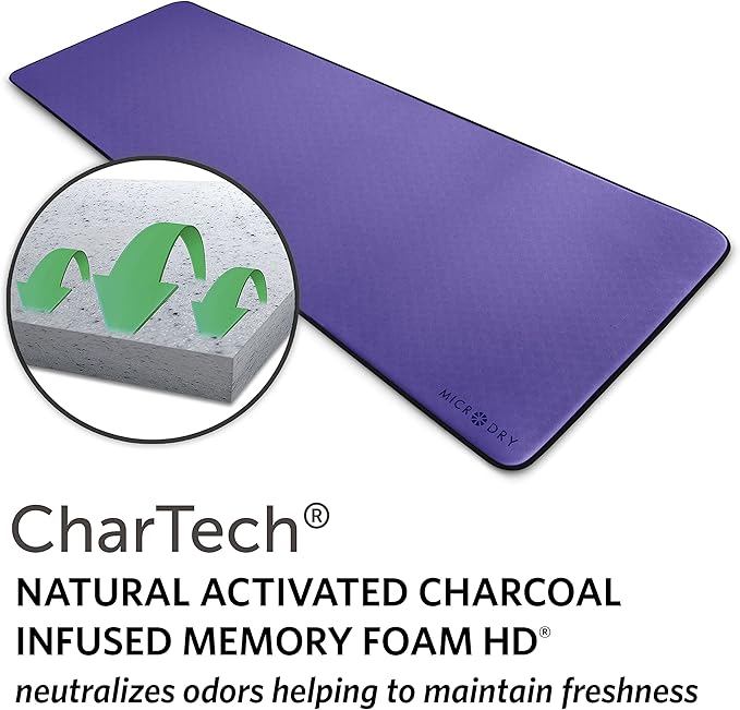 MICRODRY Deluxe Fitness Exercise Yoga Mat for Home & Gym, Extra Thick for High Impact Training, Multi Layered Skid Resistant Surface, Odor Neutralizing with Carrying Strap-FlexoryFit