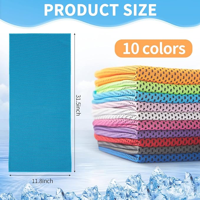 Honoson Cooling Towel Bulk - Neck & Face Cool Chilly Towels Microfiber Breathable Sport Sweat Rag for Gym, Yoga, Travel, Camping, Running, Outdoor-FlexoryFit