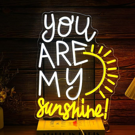 You Are My Sunshine Neon Sign Dimmable Pretty Sunshine Neon Light for Wall Decor USB Powered Sunrise Led Light Up Sign for Wedding Bedroom Lovers Party Celebrate Decor