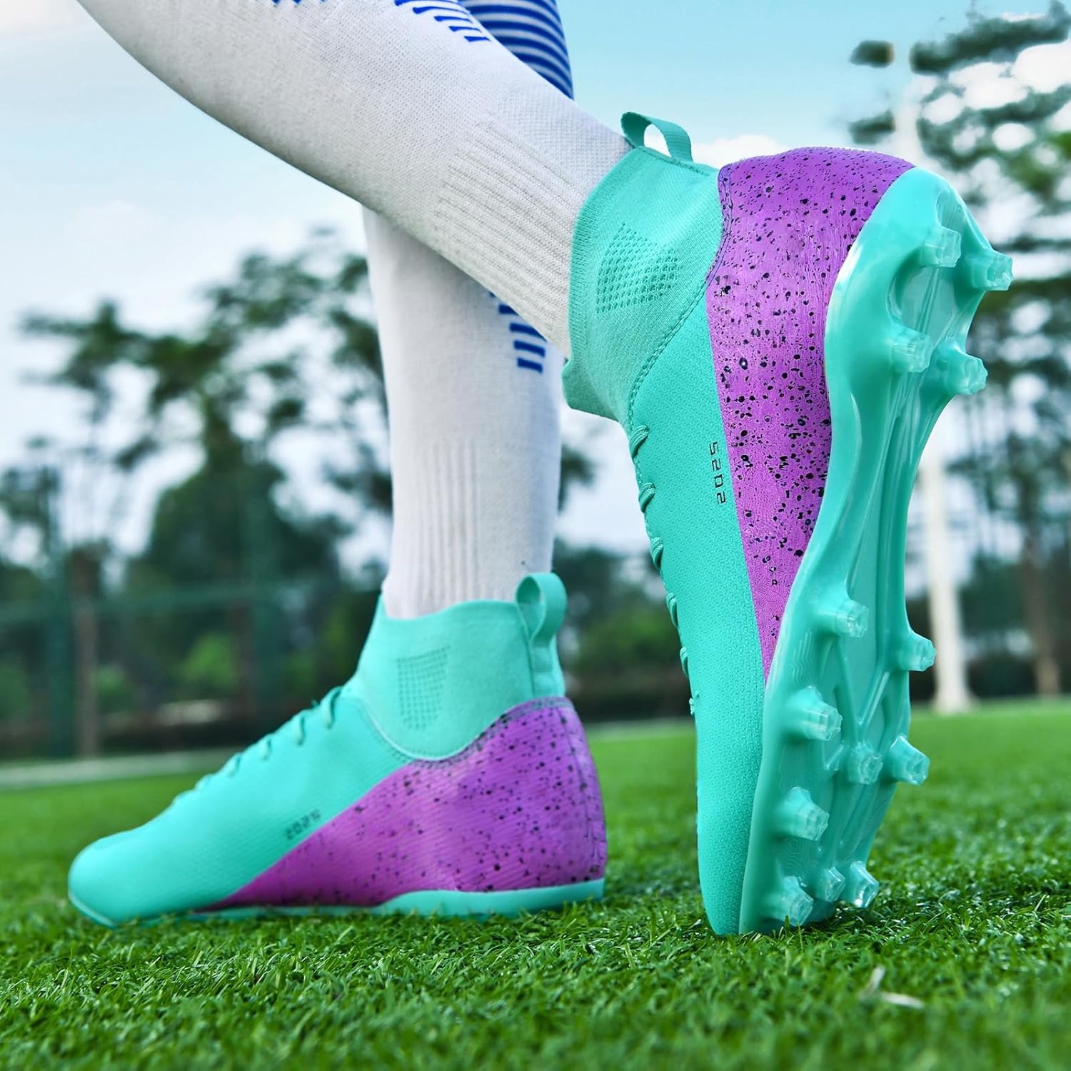 Soccer Cleats for Mens Womens Indoor Soccer Shoes Unisex Baseball Turf Shoes Youth Rugby Shoes Adult AG FG TF Football Boots Wide Training Sneaker